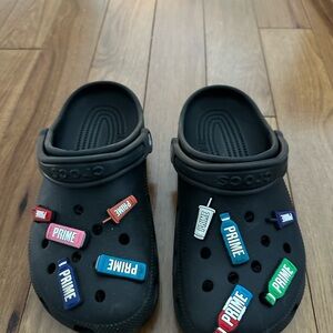 CROCS Kids' Black Slippers with Colorful Charms